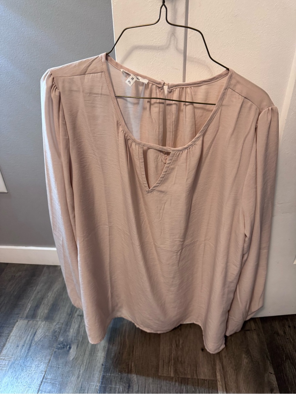 Maurices Blush Pink Long Sleeve Keyhole Top